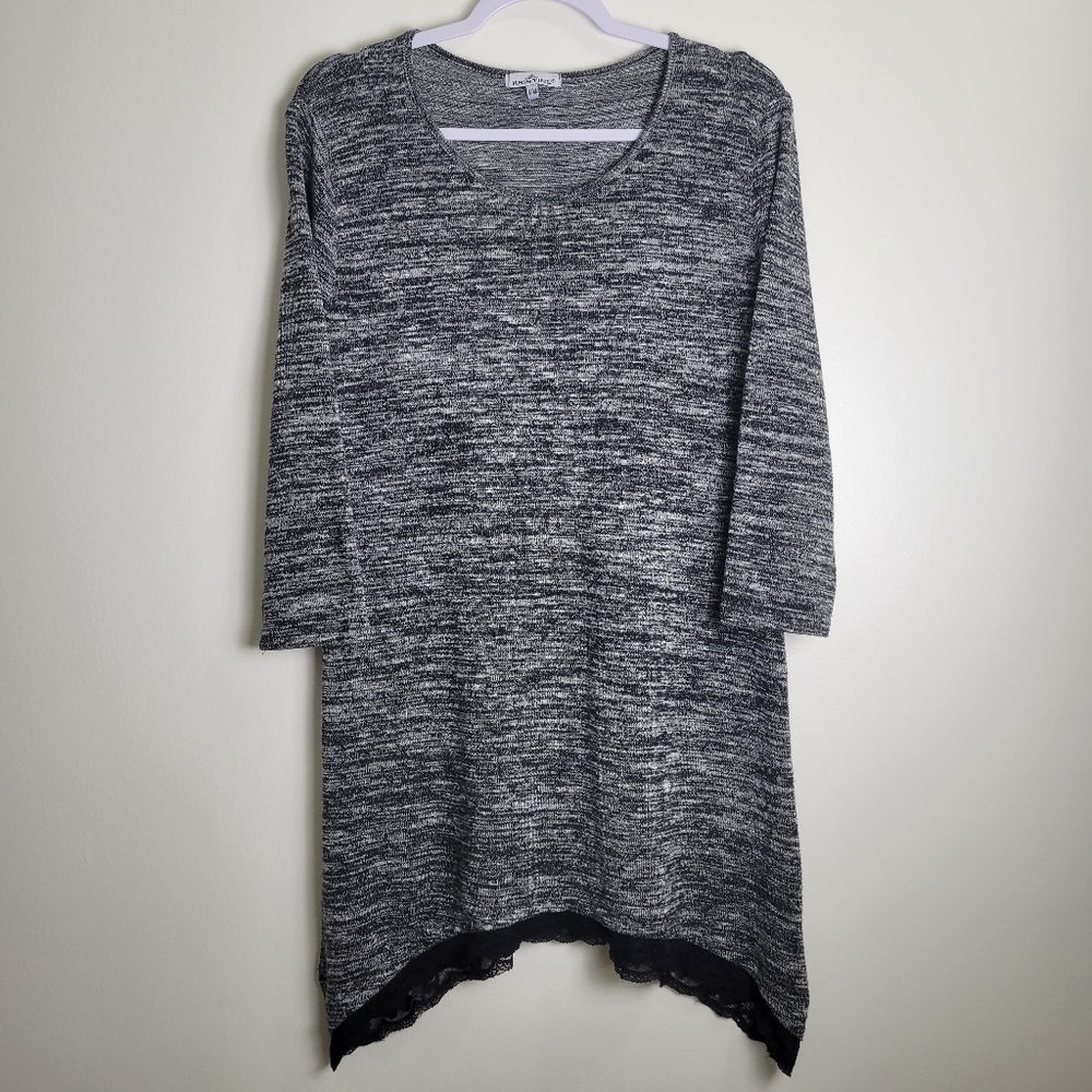 KRISTINE Minimalist 3/4 Sleeve Grey Asymmetrical‎ Tunic or Mini Dress L/XL